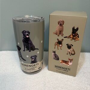 Serengeti Gray Stainless Tumbler 20oz. Black Labrador Dog Design. Lab cup